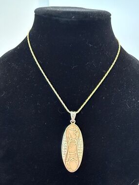 Gold and Rose-Tone Oval Pendant Necklace - Women Jewelry
